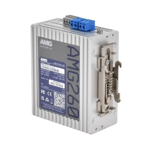 AMG Systems AMG260-2GAT-2S-P60 AMG260 Series Dual Channel 2+2 Port Industrial PoE Media Converter, DIP-Switch Functions, 2 x 48-56VDC Power Inputs, Fault Relay