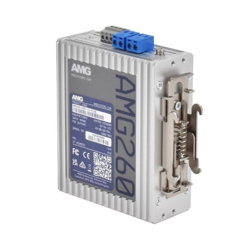 AMG Systems AMG260-2GBT-1S-P180 AMG260 Series 2+1 Port Industrial PoE Media Converter, DIP-Switch Functions, 2 x 52-56VDC Power Inputs, Fault Relay