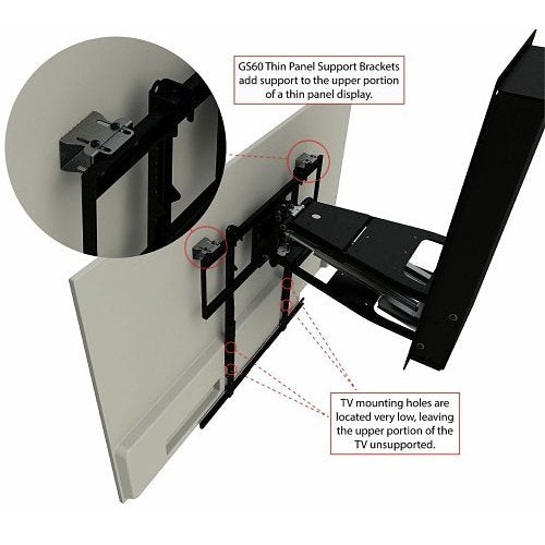 MantelMount GS60 Thin TV Gap Spacer Kit, Pass-Through Support, (2) Front Brackets and (2) Back Brackets