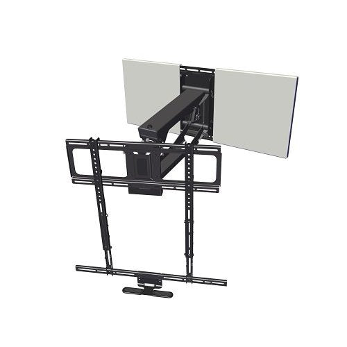 MantelMount MM710 Deluxe Pull Down TV Mount, 80-Degrees Extended Swivel with Included Adapter, Black Matte
