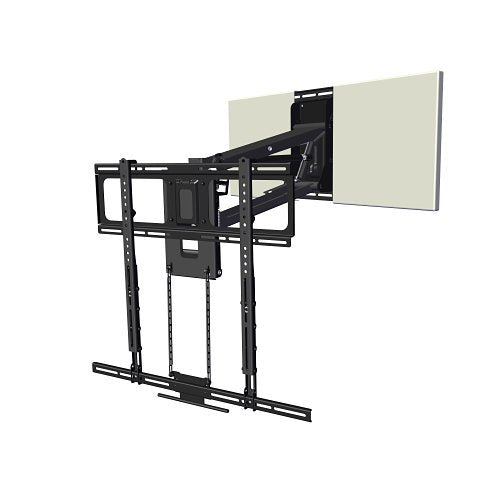 MantelMount MM720 Pro Series Pull Down TV Mount, 80-Degrees Extended Swivel with Included Adapter, 9-Degrees Tilt, Black Matte