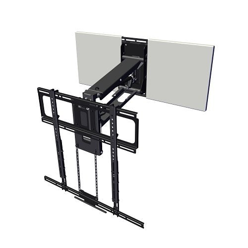 MantelMount MM720 Pro Series Pull Down TV Mount, 80-Degrees Extended Swivel with Included Adapter, 9-Degrees Tilt, Black Matte