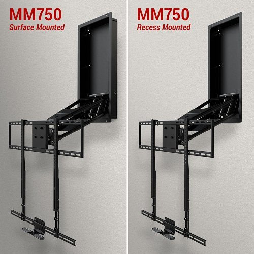 MantelMount MM750 Pro Series Pull Down TV Mount with Top Echelon Gas Pistons for Larger and Heavier TV\'s, 25-Degrees Swivel, Black Matte