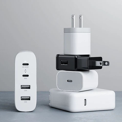 Alogic Wall Charger 4 Port 100W GaN PD 2x USB-C (65-100W + 18W)+ 2x USB-A (both 12W) with 6ft USB-C to USB-C 100W Cable - White