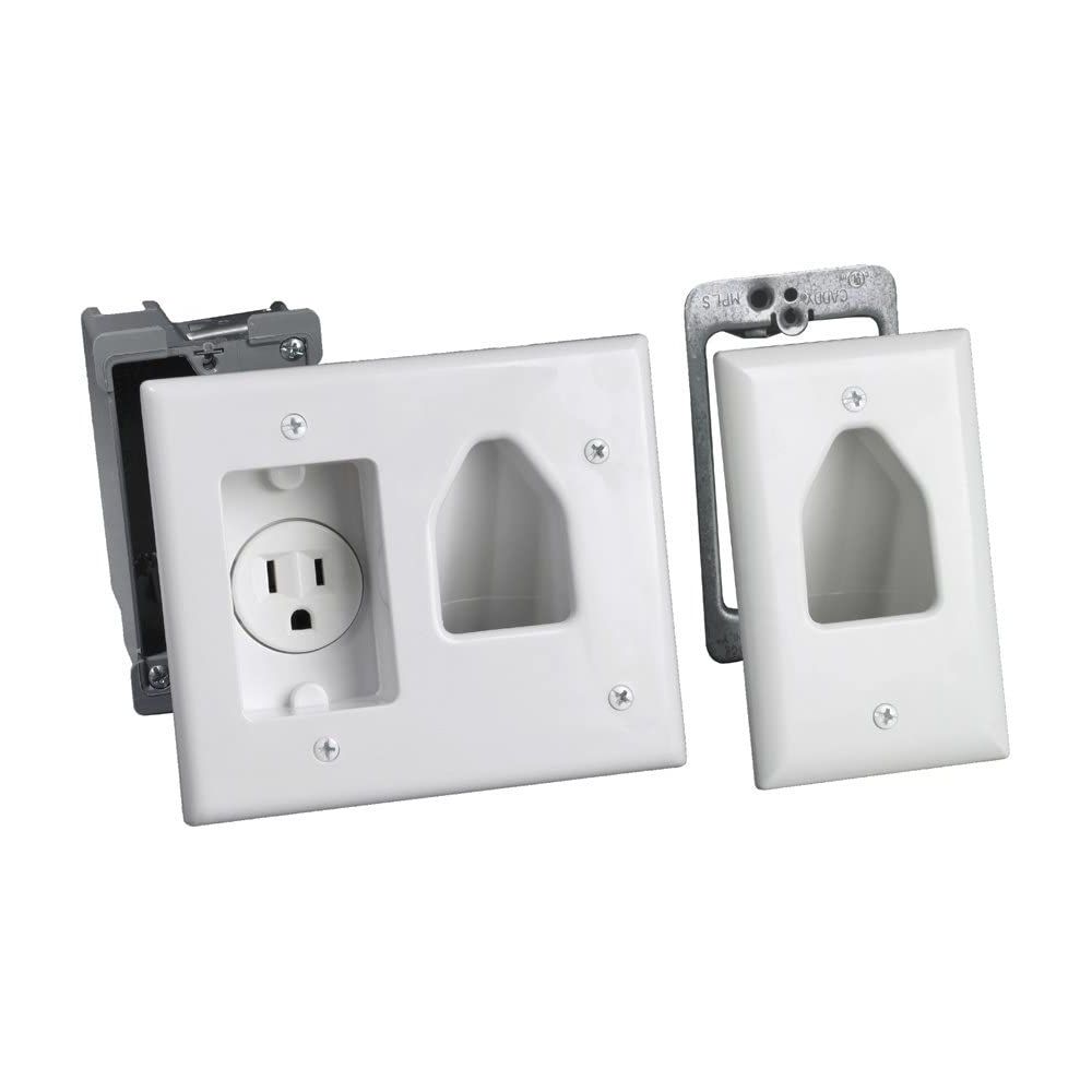 Flat Panel TV Cable Organizer Remodeling Kit w Power Outlet