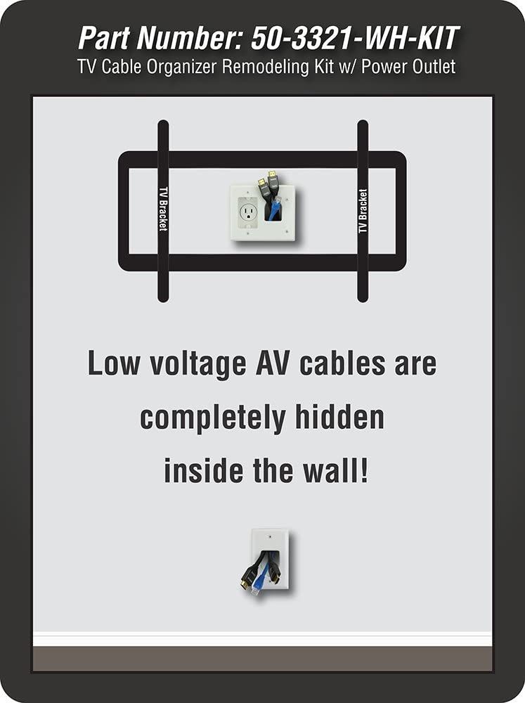 Flat Panel TV Cable Organizer Remodeling Kit w Power Outlet
