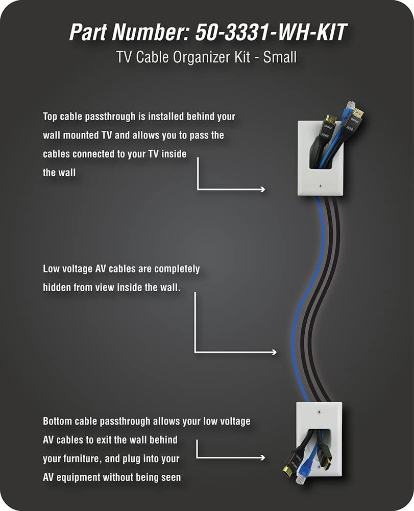 Flat Panel TV Cable Organizer Kit (Single Gang)