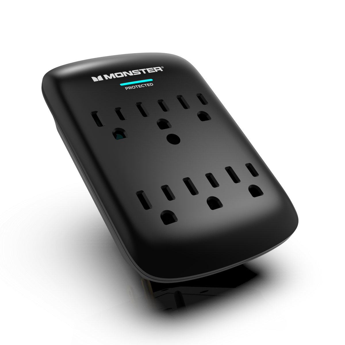 Monster - Wall Tap Surge Protector, 6 AC Ports, Black