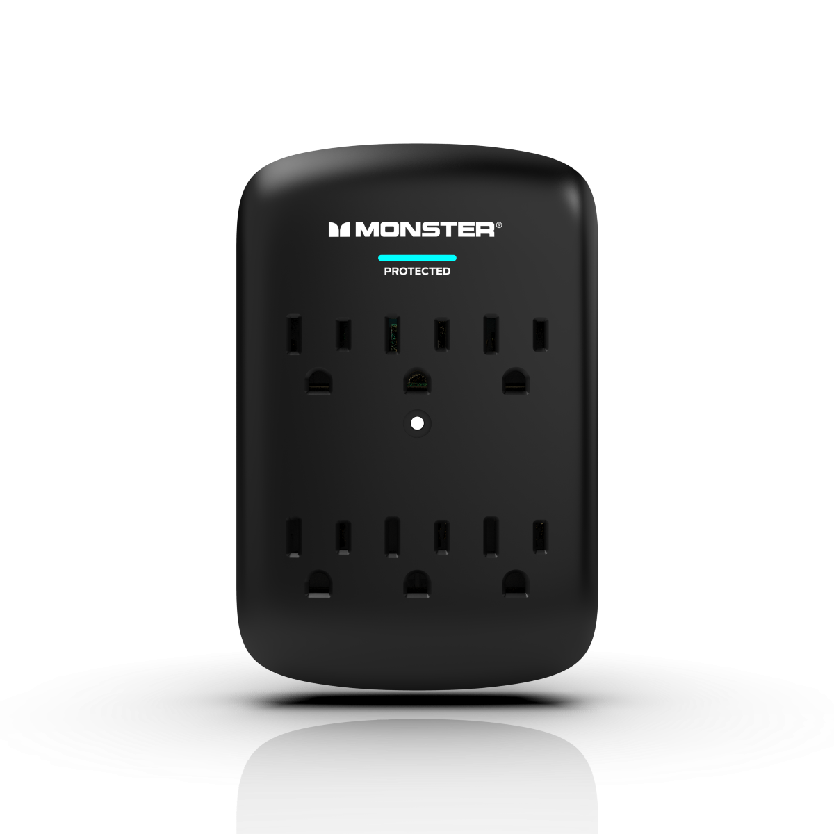 Monster - Wall Tap Surge Protector, 6 AC Ports, Black