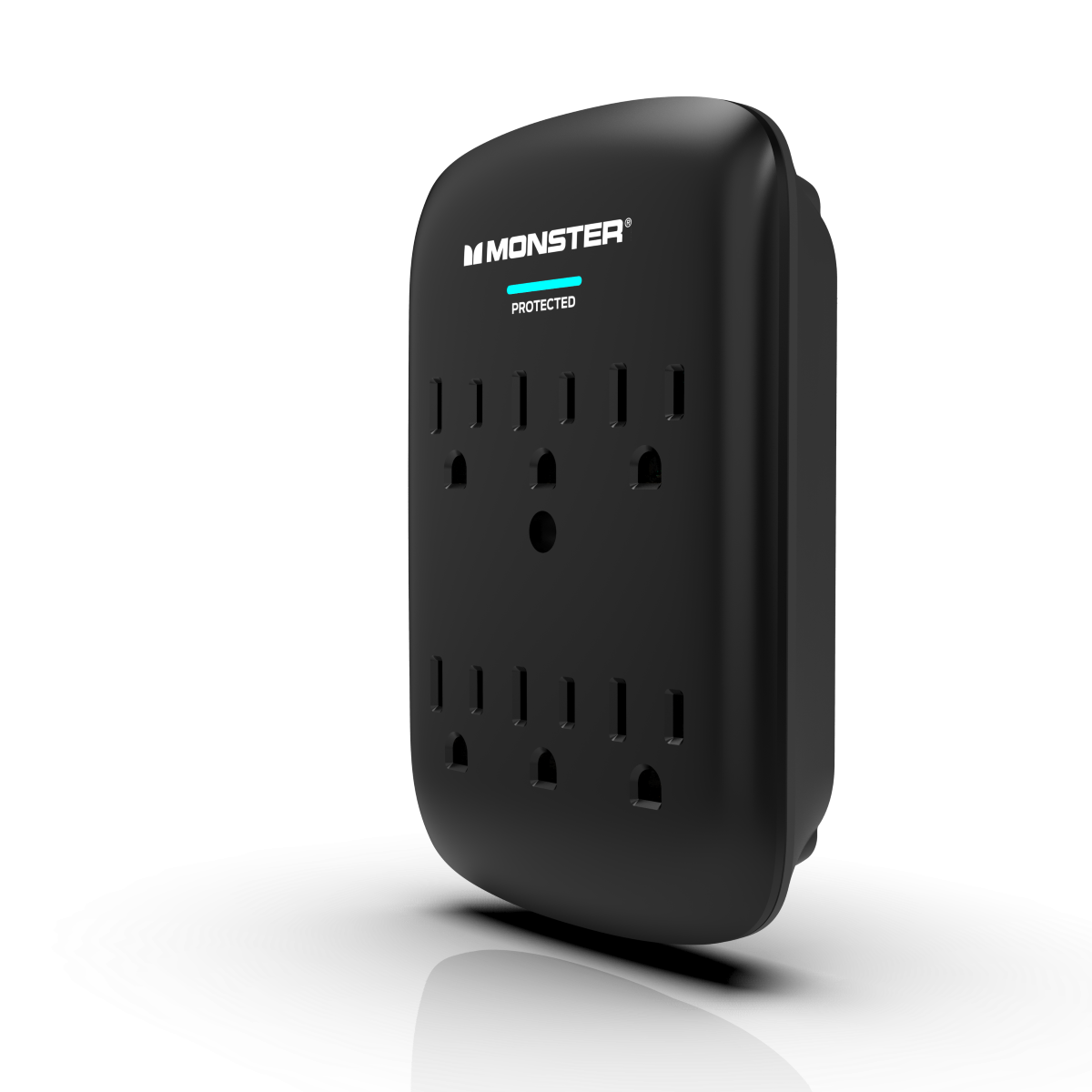 Monster - Wall Tap Surge Protector, 6 AC Ports, Black