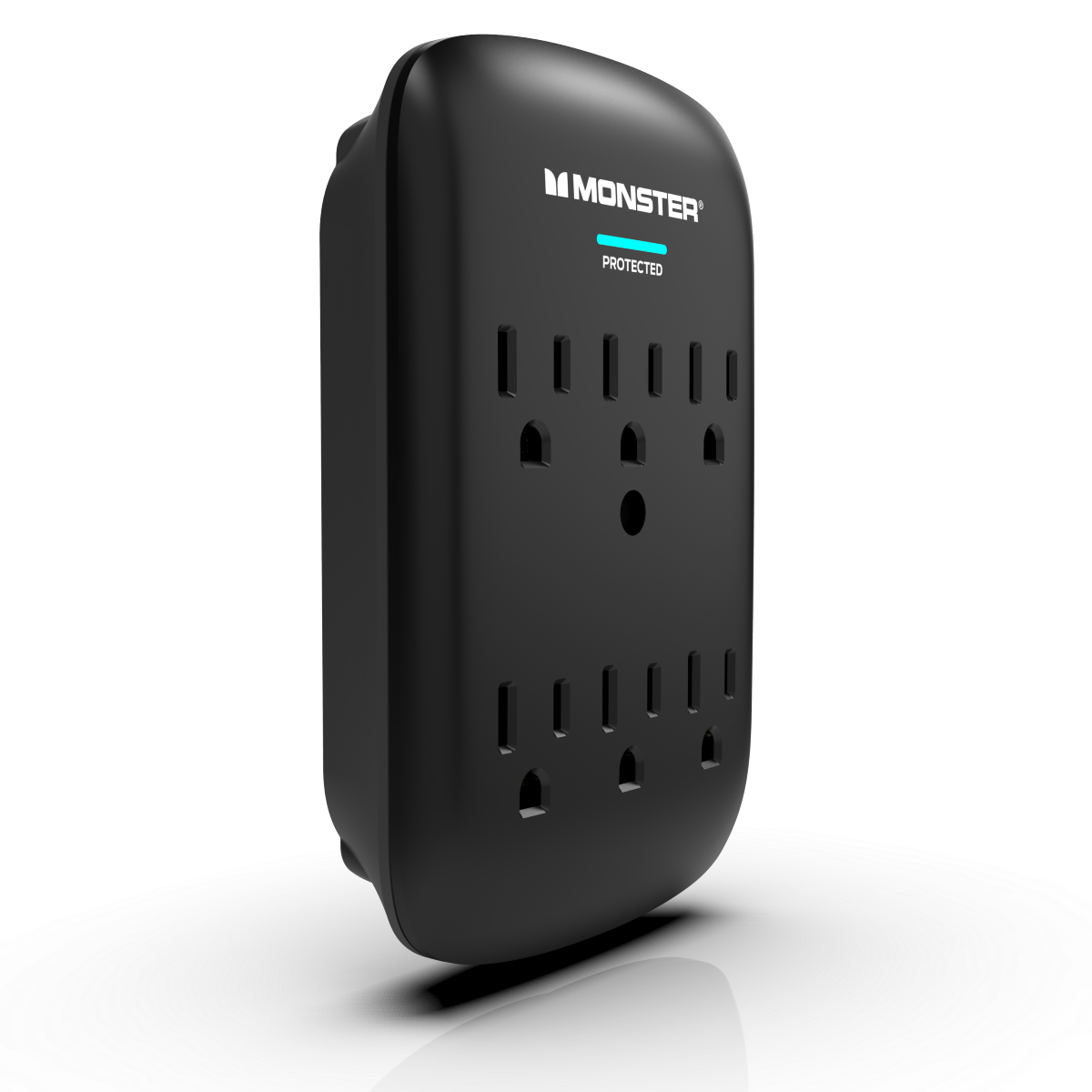Monster - Wall Tap Surge Protector, 6 AC Ports, Black