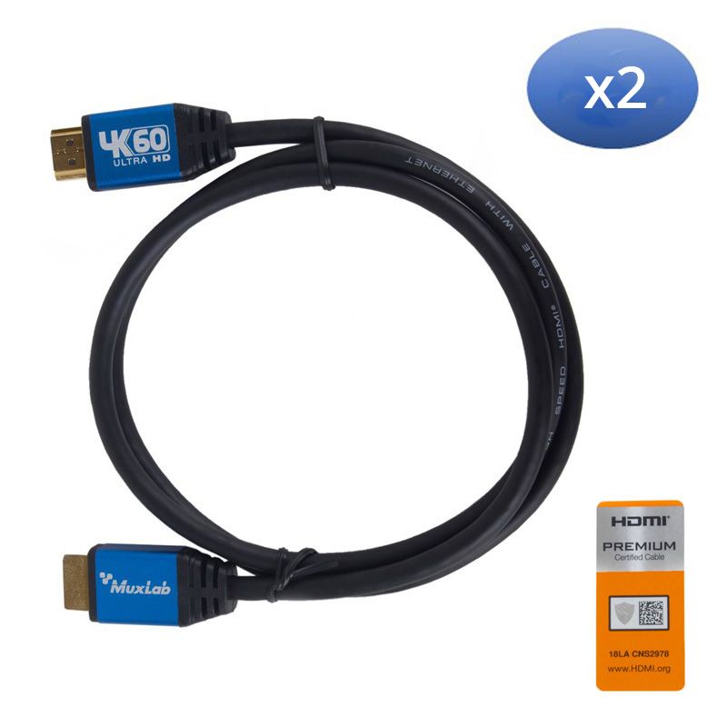 Premium Certified HDMI 2.0 Cable, 1M, 2 Pack