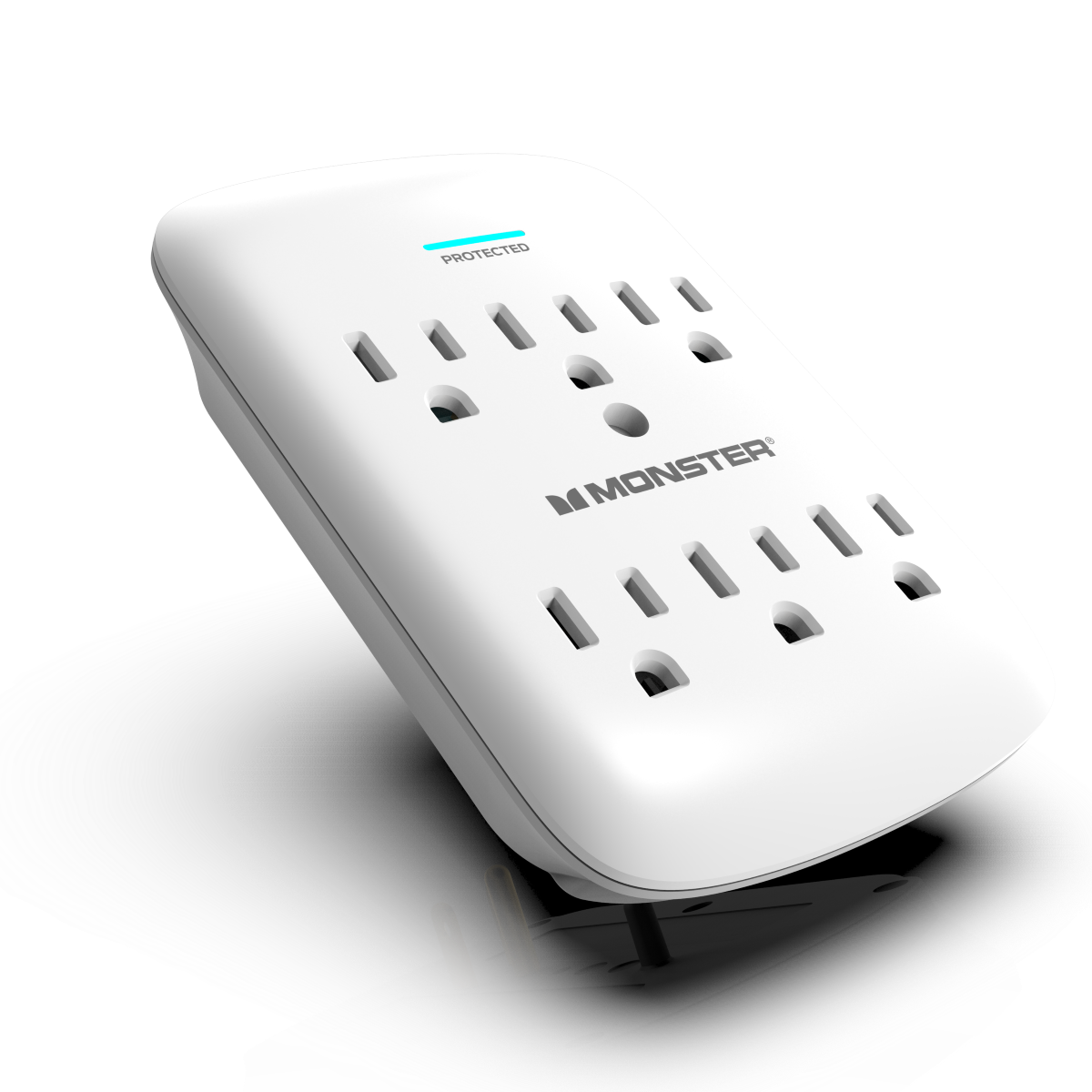 Monster - Wall Tap Surge Protector, 6 AC Ports, White