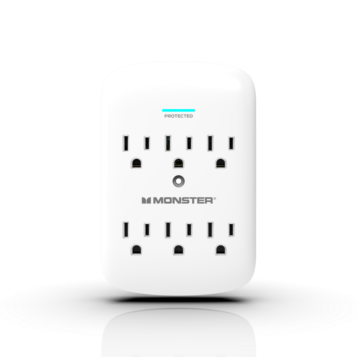 Monster - Wall Tap Surge Protector, 6 AC Ports, White