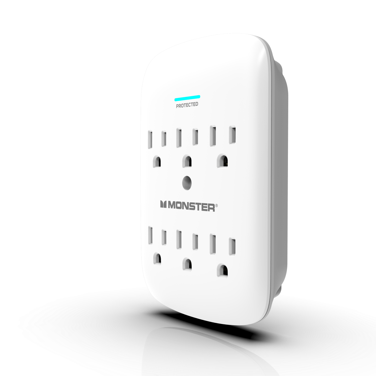 Monster - Wall Tap Surge Protector, 6 AC Ports, White