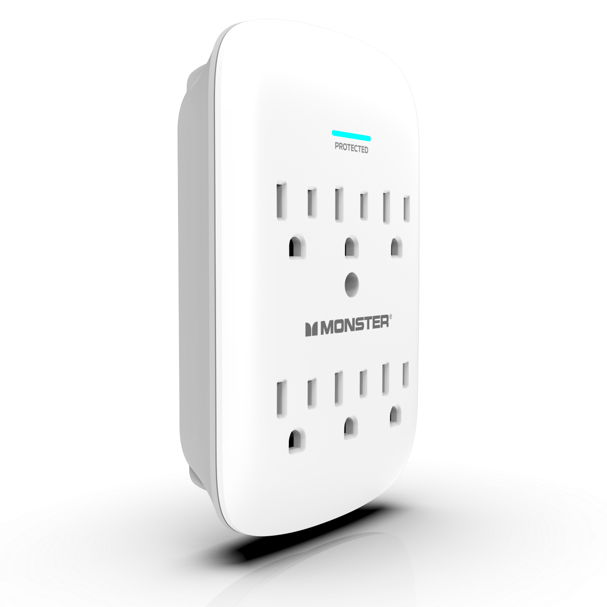 Monster - Wall Tap Surge Protector, 6 AC Ports, White