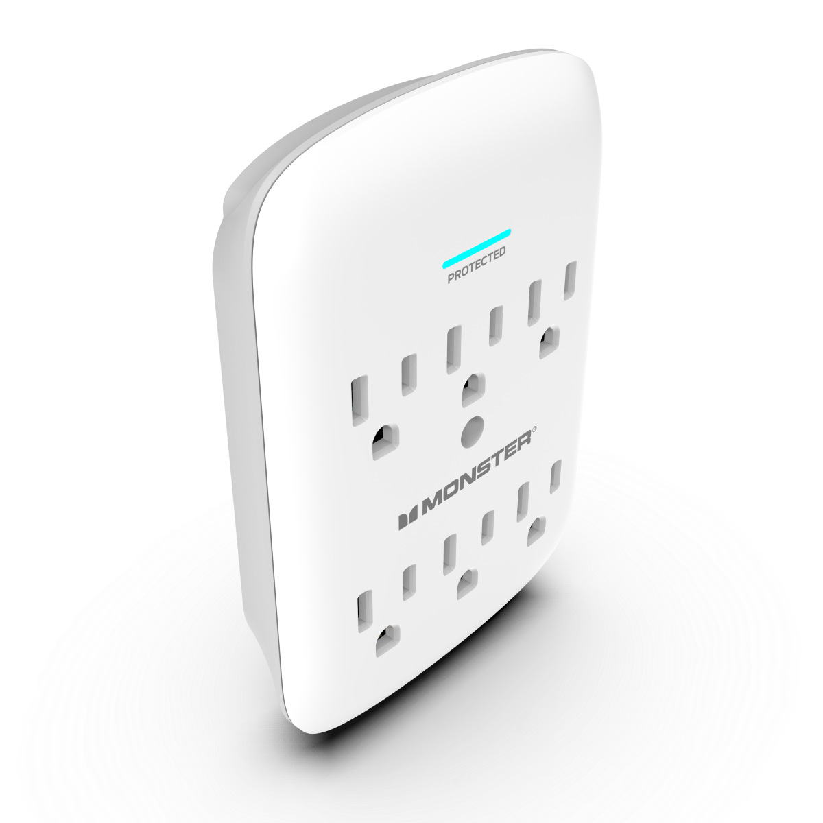 Monster - Wall Tap Surge Protector, 6 AC Ports, White