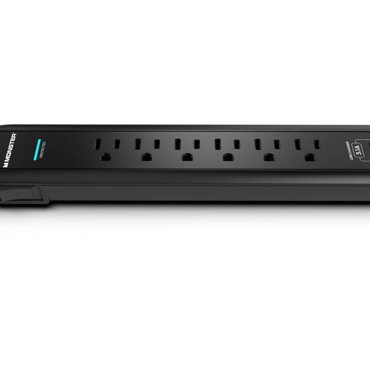 Monster - Power Strip Surge Protector, 6 AC, 2 USB-A, BLK