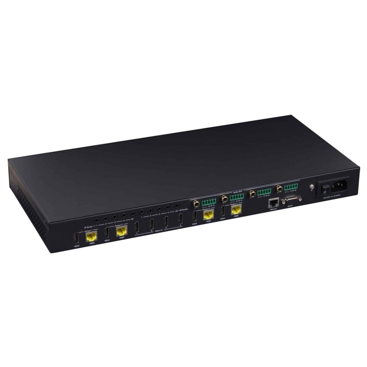 HDMI 4x4 Matrix Switch Kit, HDBT, PoC, 4K-60 (w-4 Receivers)