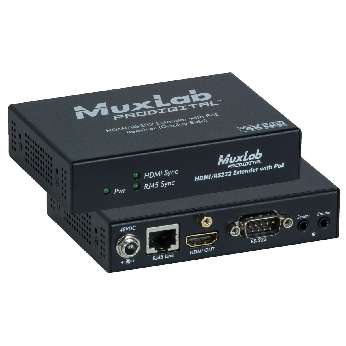HDMI - RS232 Receiver with PoE, HDBT, UHD-4K