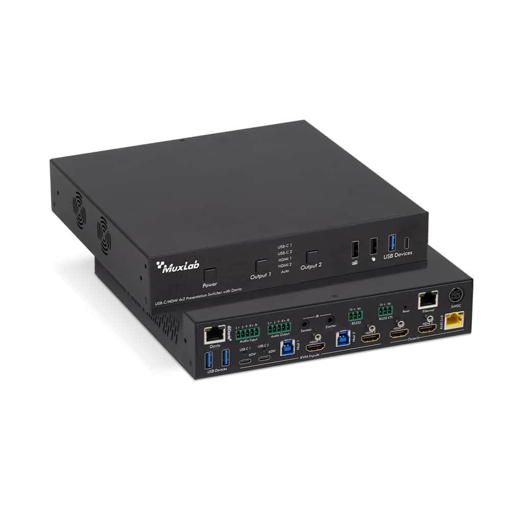 USB-C/HDMI 4x2 Presentation Switcher W/Dante