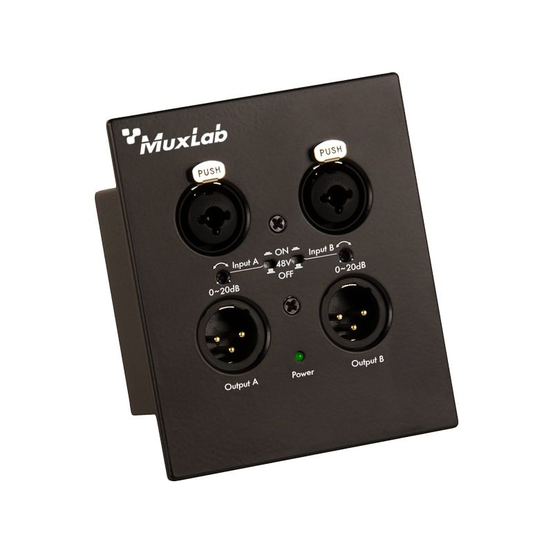 Dante 2-Channel XLR Wall-Plate, Black