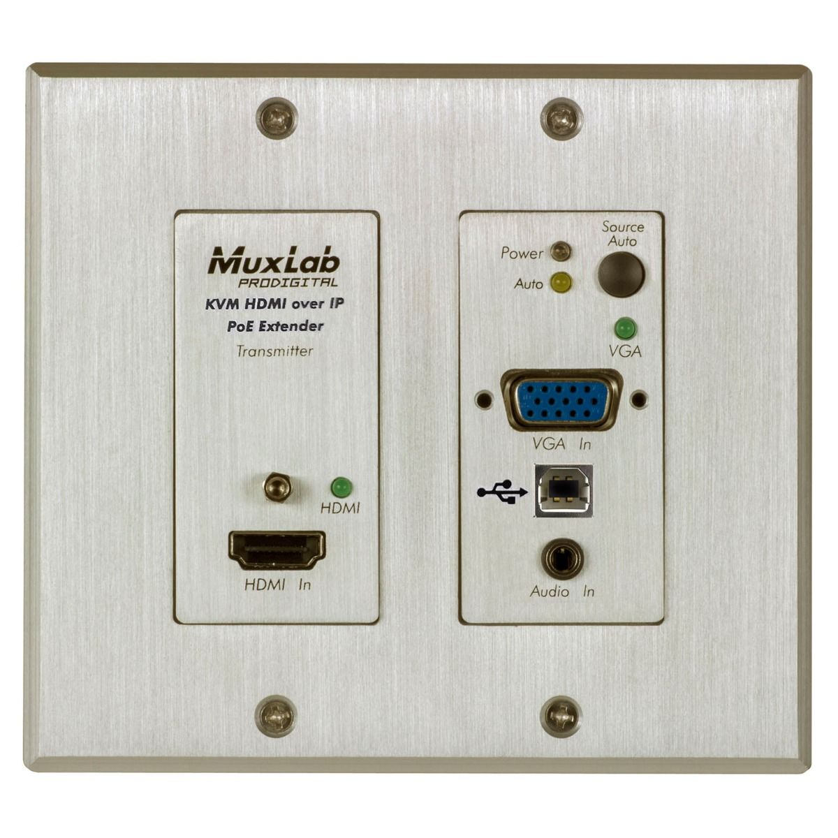 HDMI-VGA-USB over IP PoE Wall Plate Transmitter, UHD-4K