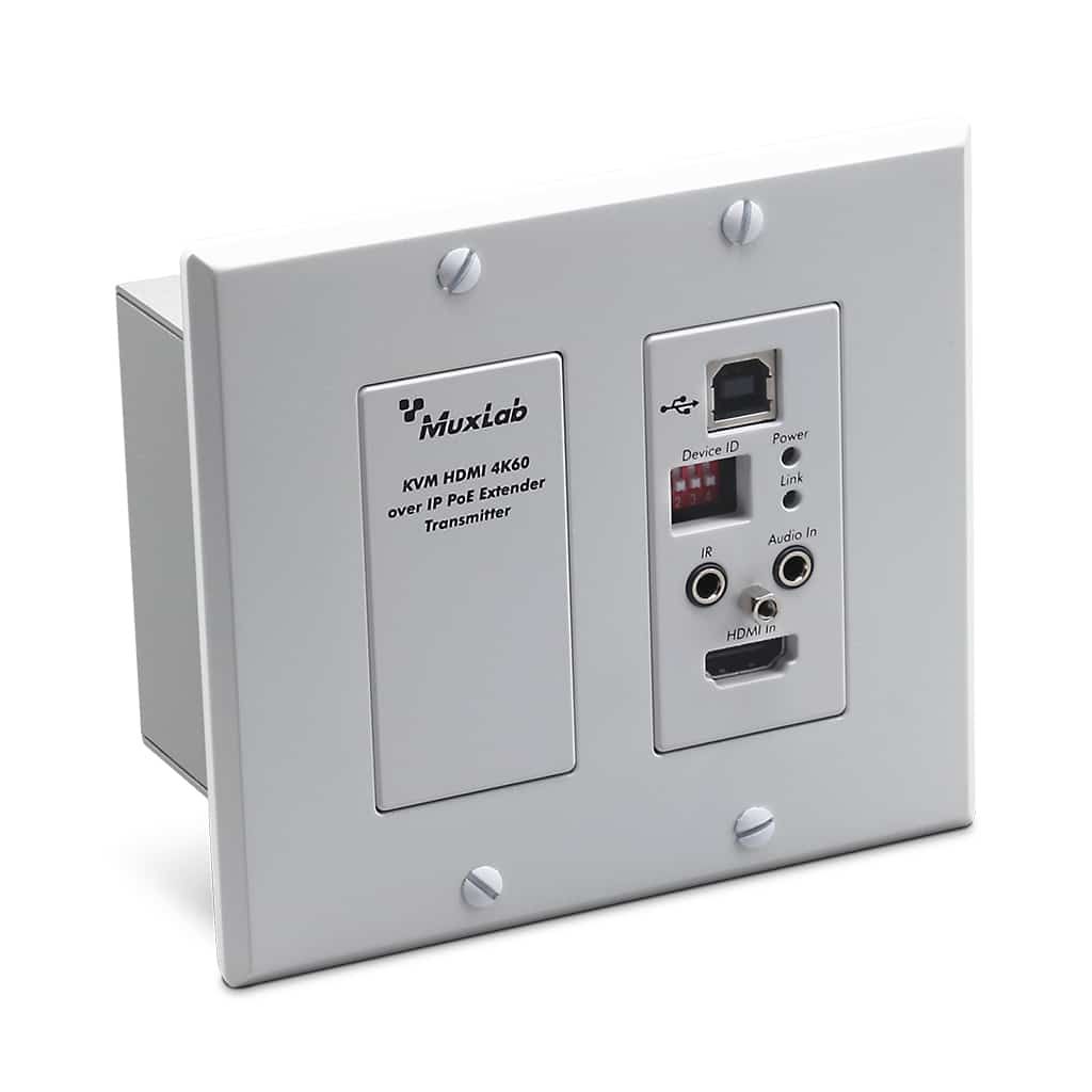 KVM / HDMI over IP PoE TX Wall-Plate, 4K/60