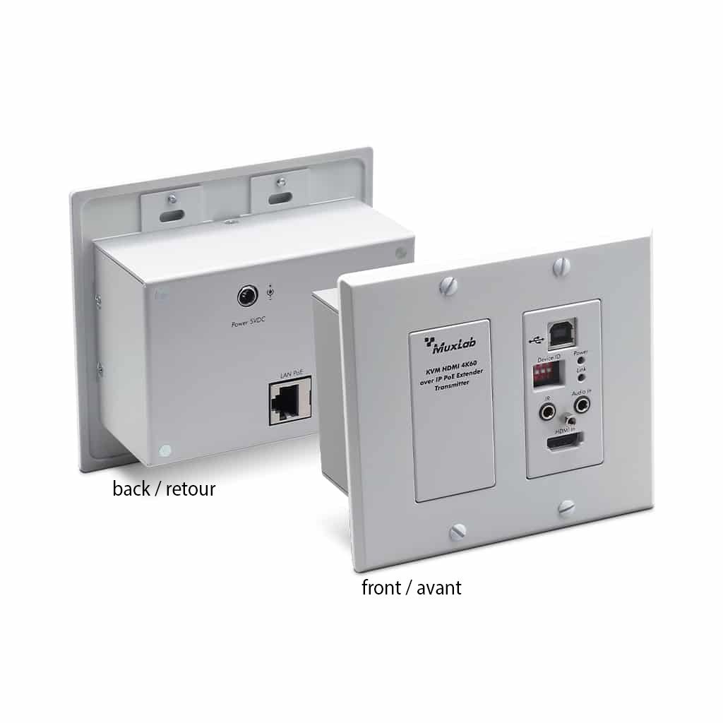KVM / HDMI over IP PoE TX Wall-Plate, 4K/60