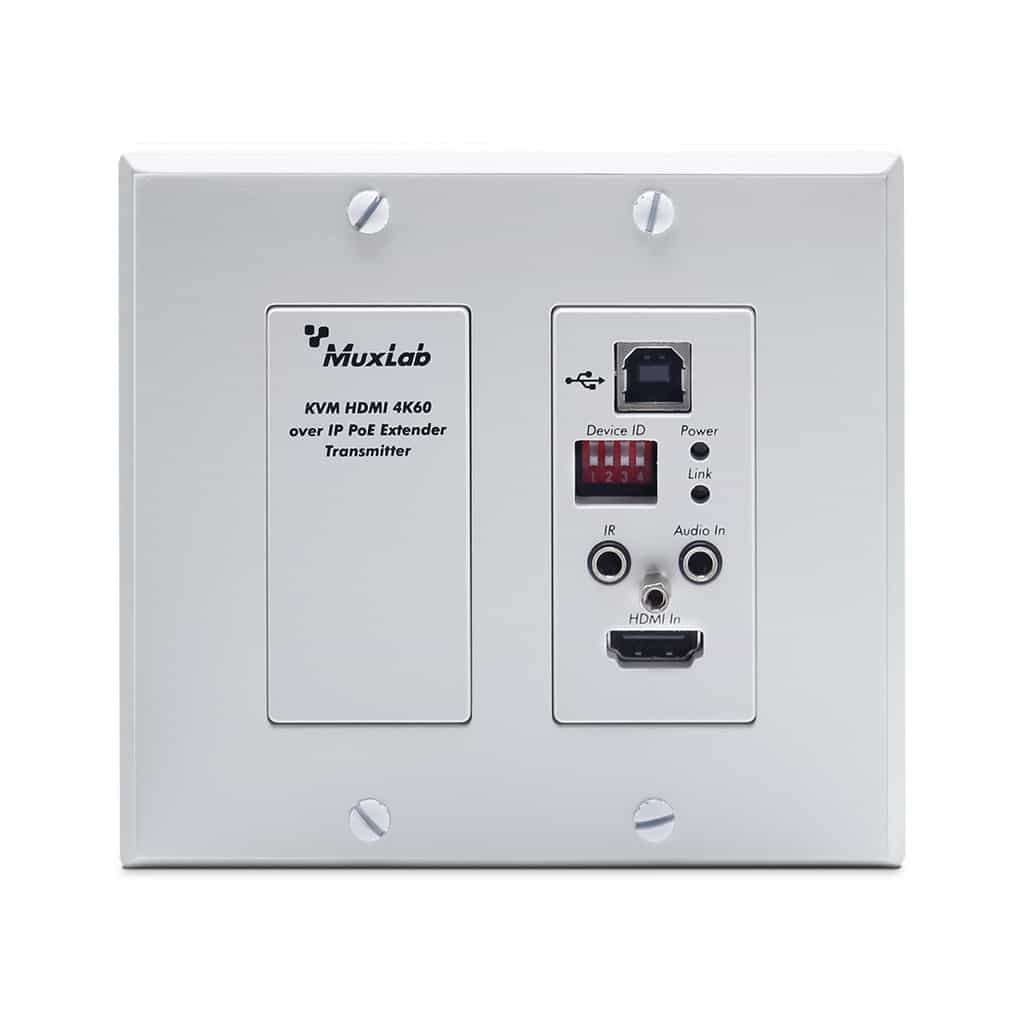 KVM / HDMI over IP PoE TX Wall-Plate, 4K/60