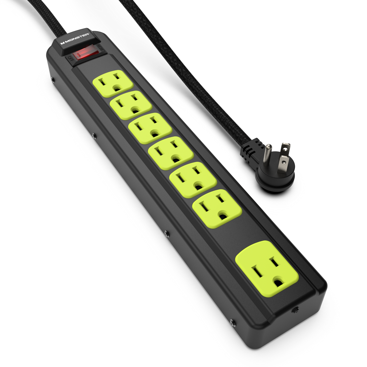 Monster - Power Strip Surge Protector, 7AC, BLK-YELLOW