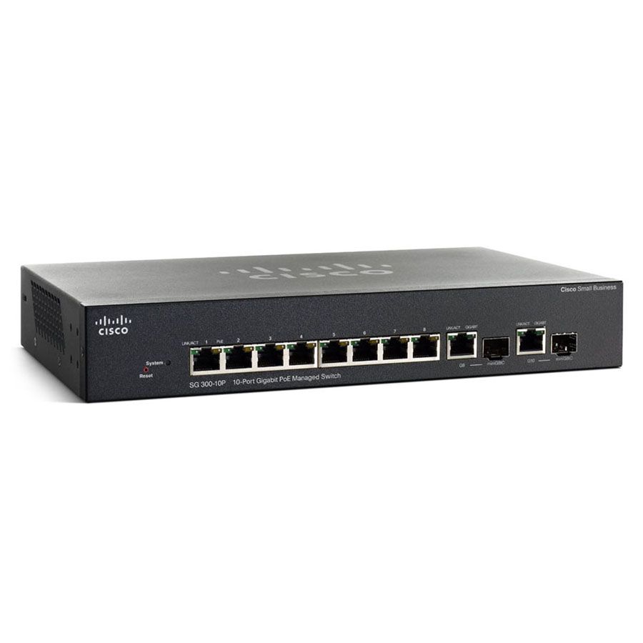 Cisco SG350-10P 10-Port Gigabit PoE Managed Configured Switc