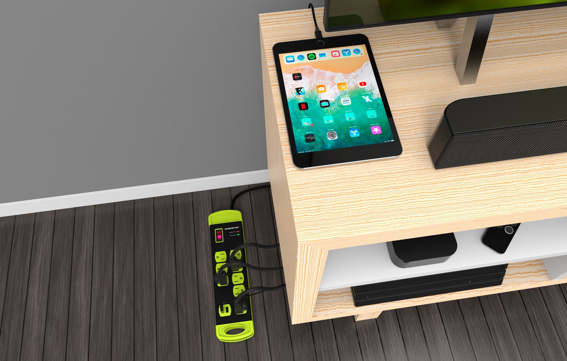 Monster - Power Strip Surge Protector, 8 AC, 2 USB-A, BLK-YL
