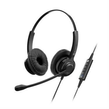 Klipxtreme Headset Business VoxPro-S USB Stereo with Boom Mic Noise Isolating Inline Volume Control/Mute Compatible with UC Platforms - Black