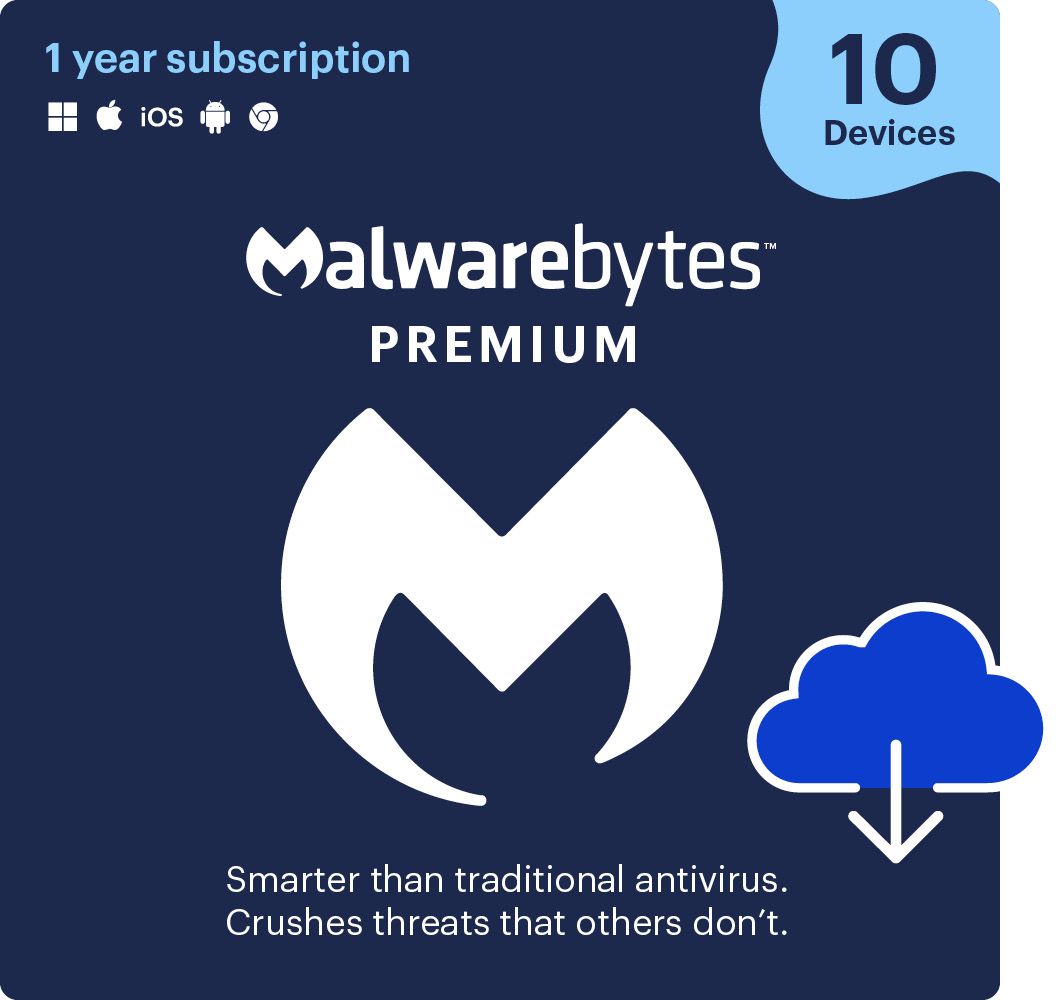 Malwarebytes Premium 10-Device 1-Year PC/MAC/Android/iOS ESD (DOWNLOAD CODE)