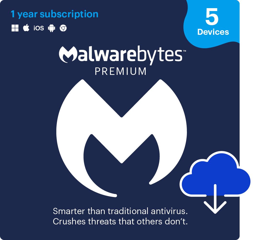 Malwarebytes Premium 5-Device 1-Year PC/MAC/Android/iOS ESD (DOWNLOAD CODE)