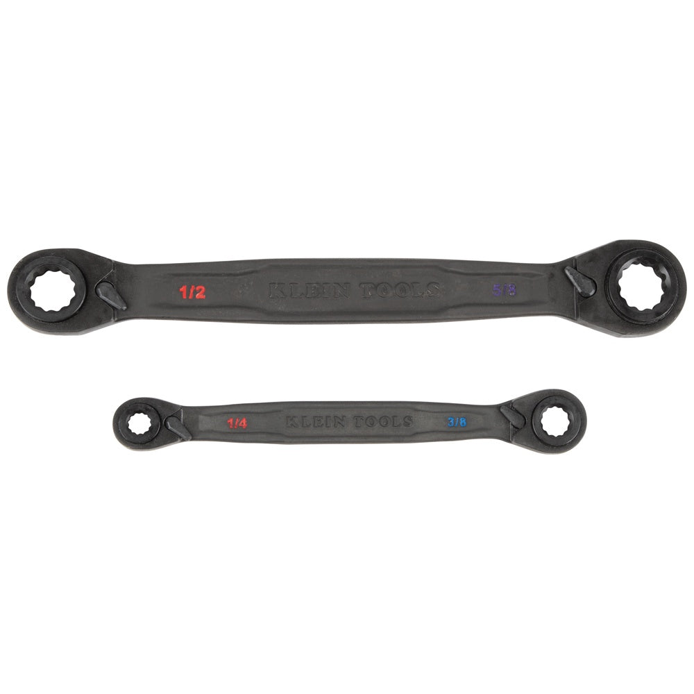 KLEIN 68216 4-IN-1 RATCHETING WRENCH SET, SAE, 2-PIECE 68216