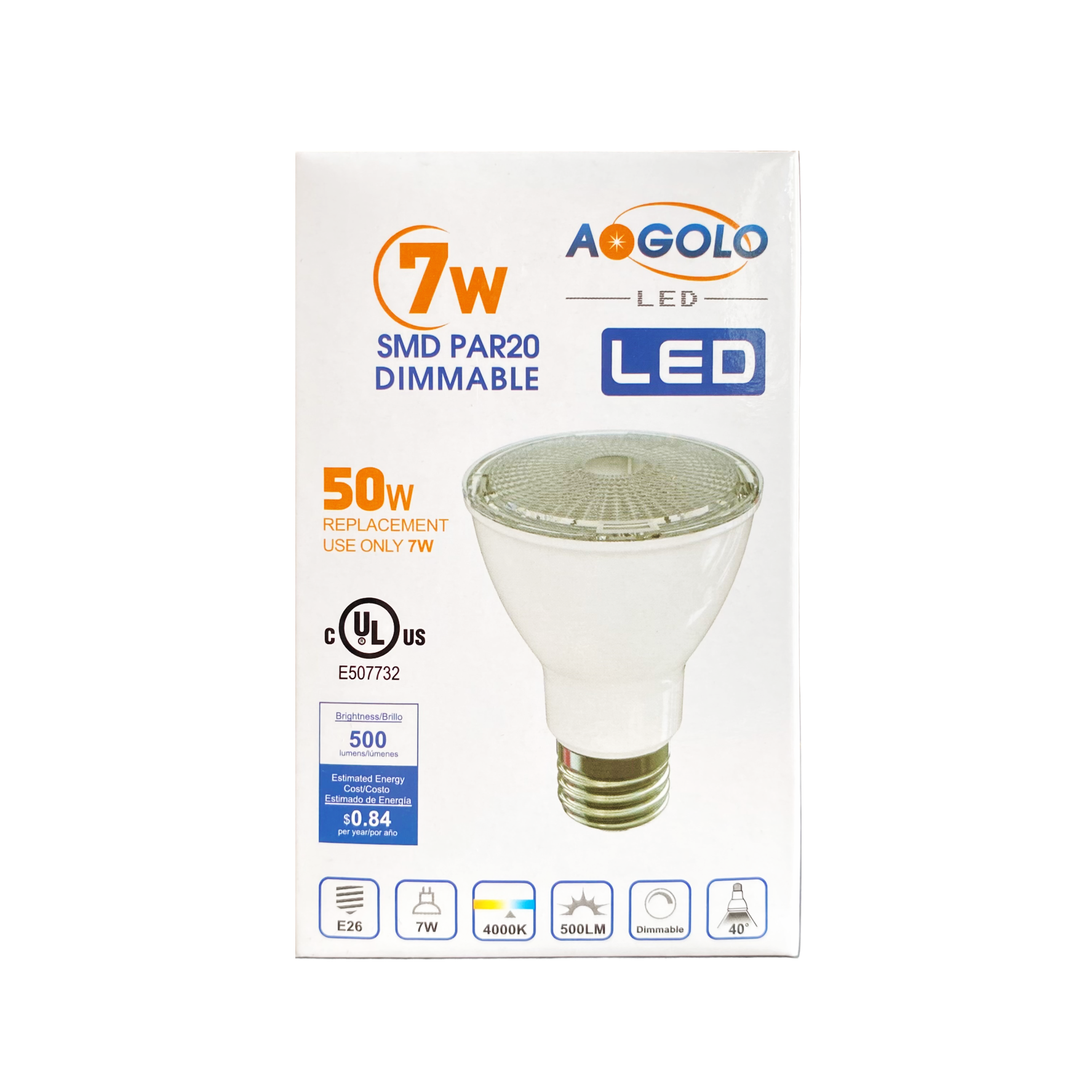 SMD PAR20 7W 4000K -DIM