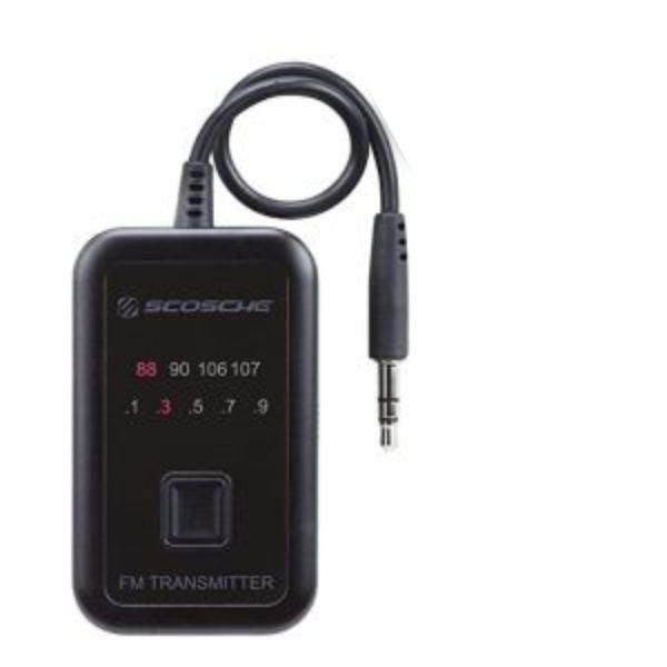 Scosche FM Transmitter Universal with Built-In Auxiliary 3.5mm Cable 20 Frequencies (Requires 2 AAA Batteries not included)