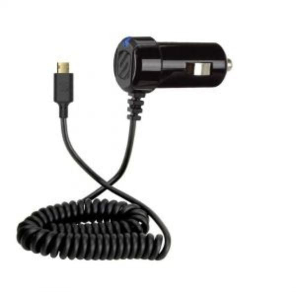 Scosche Car Charger Micro USB with EZ Tip 12 Watts Black Hard Wired Coil