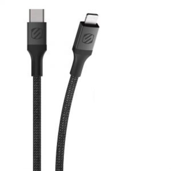 Scosche Charge & Sync Lightning to USB-C MFI Braided Cable Strikeline Premium 6ft Space Grey
