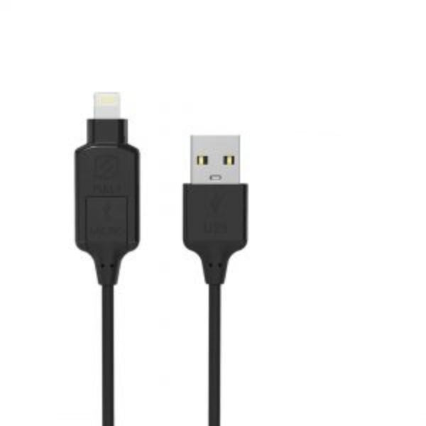 Scosche Charge & Sync Lightning/Micro USB to USB-C MFI Cable 3ft Black Strikeline