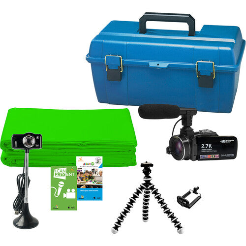 HamiltonBuhl Media Production Studio Kit Large Contains WEBCAM, HDV17BK, HDV17-MIC, TPOD20, Green Screen Fabric, Software for both GRN-KIT and ANI-KIT packed in our LCP plastic carry case