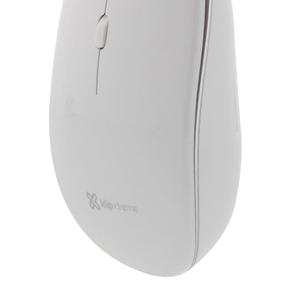 Klipxtreme Mouse Wireless Slim 2.4Ghz HD Optical Sensor 1600dpi 4 Buttons Ambidextrous USB Nano Dongle - White