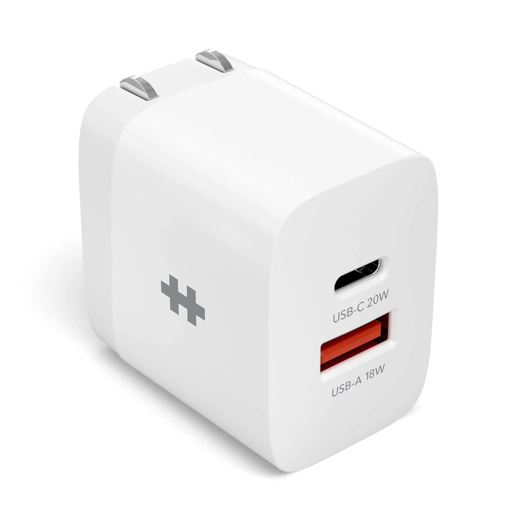 Hyper Wall Charger 2 Ports - 1x20W USB-C & 1x18W USB-A Foldable Prongs - White