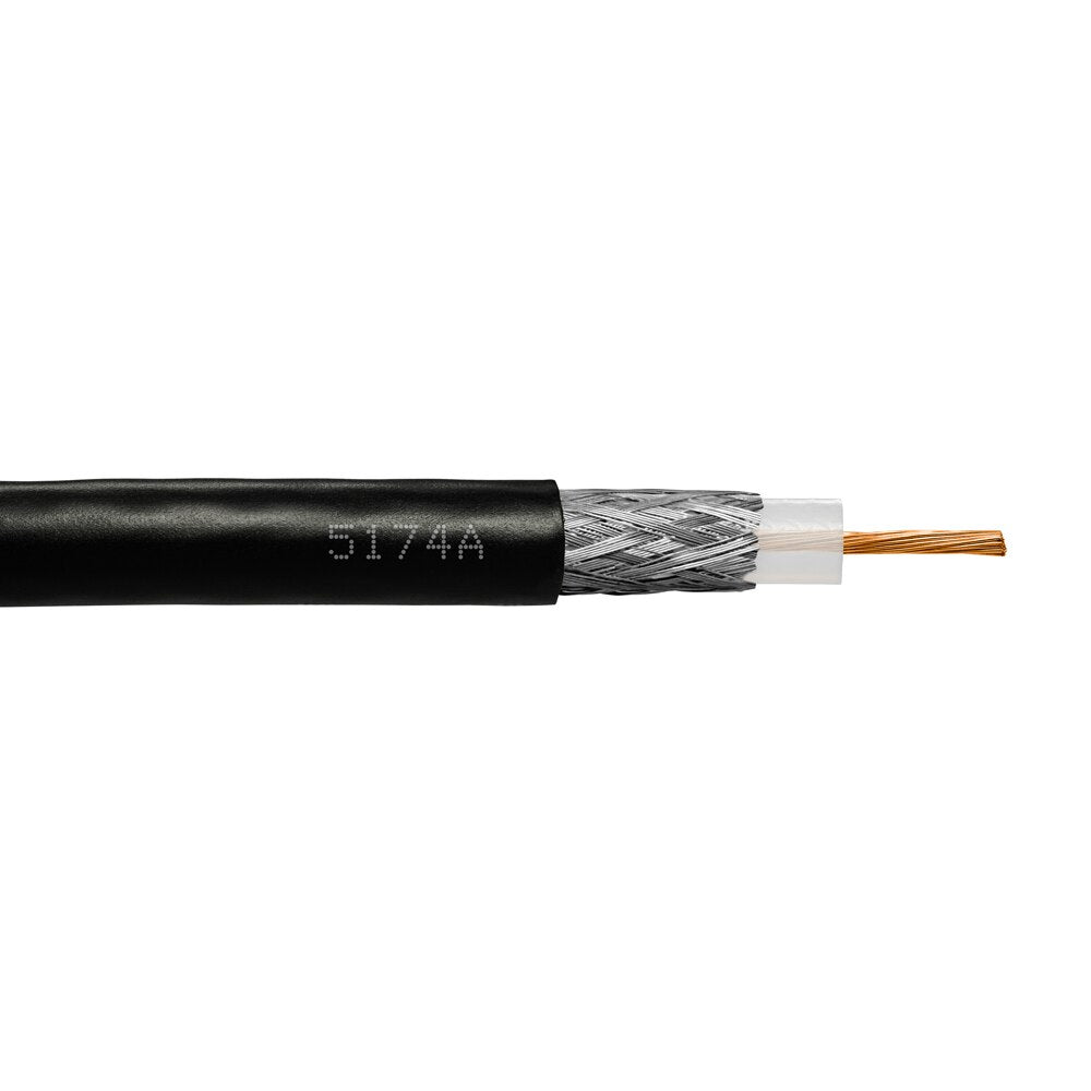 Provo RG174U 26 AWG STR BC 95% TC BRD SH 50 ohms CSA FT4 UL RoHS – Black JKT
