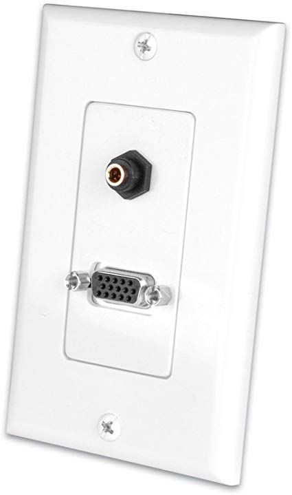 S-VGA and 3.5mm Stereo Jack Decor Wall Plate- White