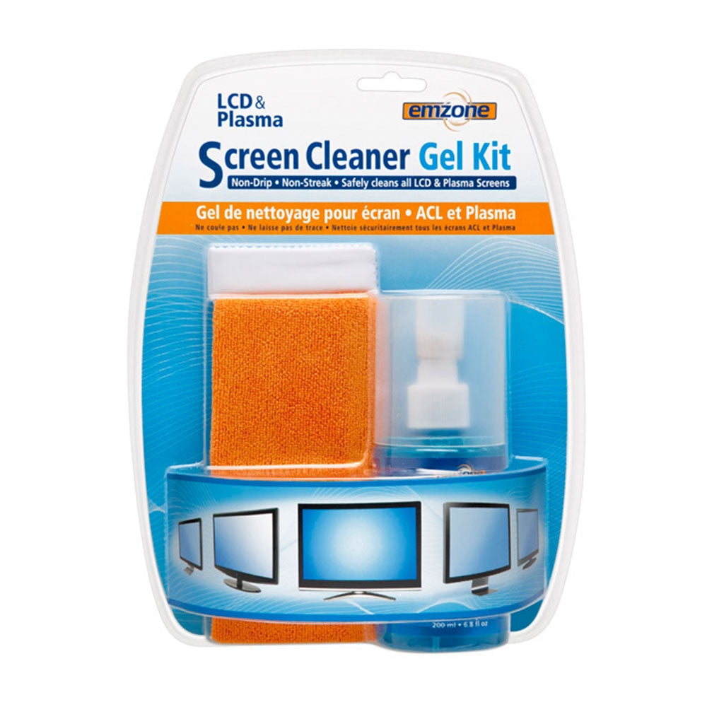 Emzone Screen Cleaner Gel Kit LED, LCD TVs Laptops and Monitors - Includes 200ml Gel & MicroFibre Cloth Alcohol & Ammonia Free