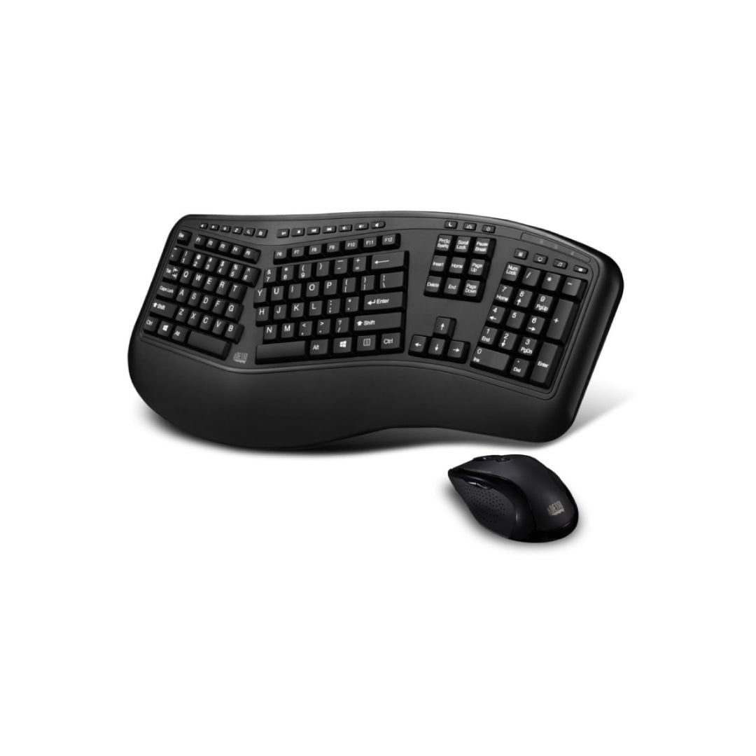 Adesso Keyboard (Bilingual) & Mouse Combo Wireless Ergonomic 1600dpi PC/Mac- Black