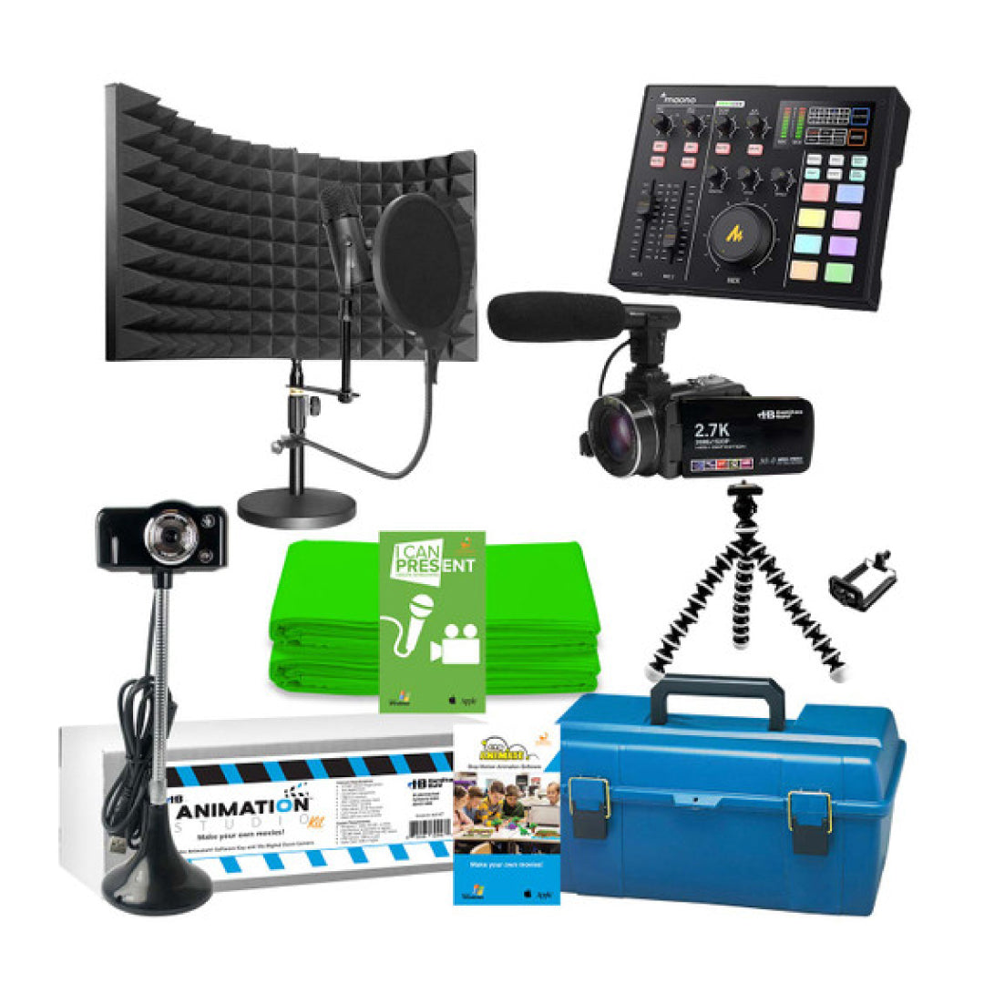 HamiltonBuhl Media Production Studio Ultra-Deluxe Toolkit Includes: Podcast Mixer Production System - Webcam - Camcorder - Mic, Octopus Stand - Green Screen - Software & More
